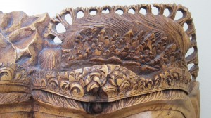 Queen crown detail on Indonesian wood carving