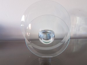 Circular glass candle holder - front view