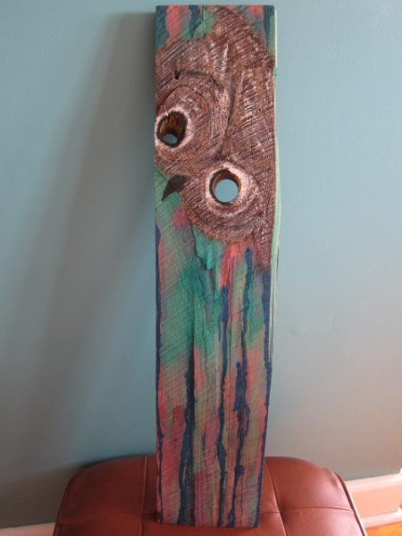 Hooters-1 is an original owl painted on reclaimed wood