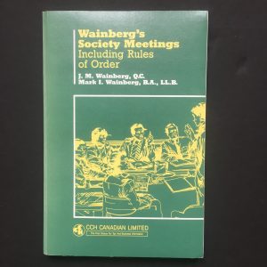 Wainberg's Society Meetings Including Rules of Order