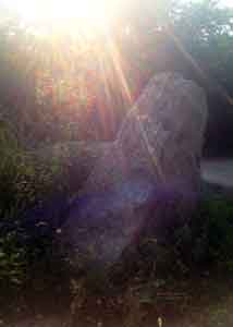 Sunbeams on a large rock