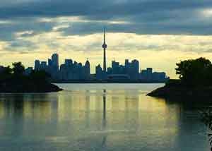 A dark silhouette of Toronto during the pandemic in 2020