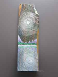 Moon reflected on a lake painting on wood