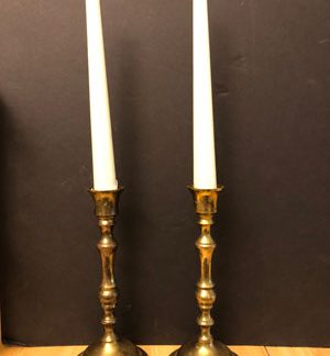 pair of 8-inch brass candlesticks