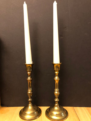 pair of 8-inch brass candlesticks