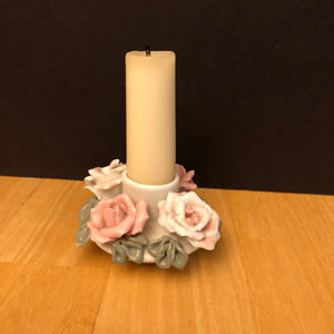 pink roses candleholder with candle